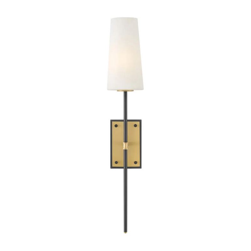 Hinkley 46951 Saunders 1-lt 30" Tall LED Wall Sconce - Black with Lacquered Brass accents
