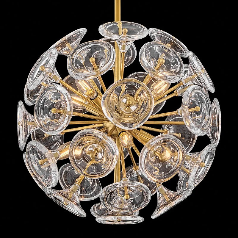 Fredrick Ramond FR46907 Maya 8-lt 20" LED Pendant - Unlacquered Brass/Clear Glass