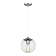 Generation 6501801EN7 Leo Hanging Globe 1-lt 8" LED Pendant - Satin Alminum