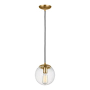 Generation 6501801EN7 Leo Hanging Globe 1-lt 8" LED Pendant - Satin Brass