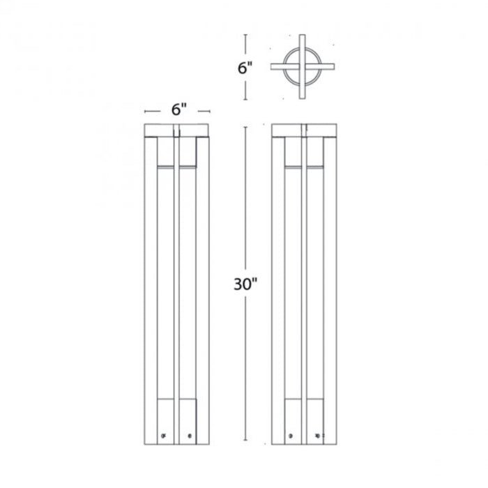 WAC 6631 Chamber 1-lt 30" Tall LED Bollard, 9-15V