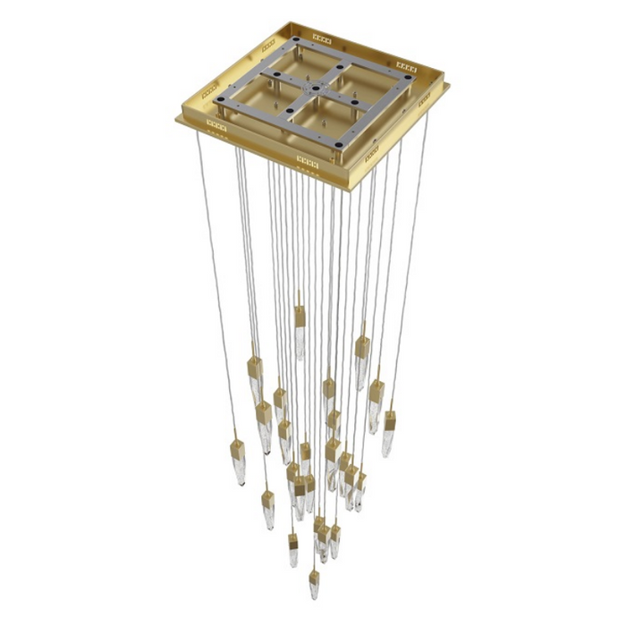 Avenue Lighting HF1904 Aspen 25-lt 28" LED Pendant - Brushed Brass/Bubbled