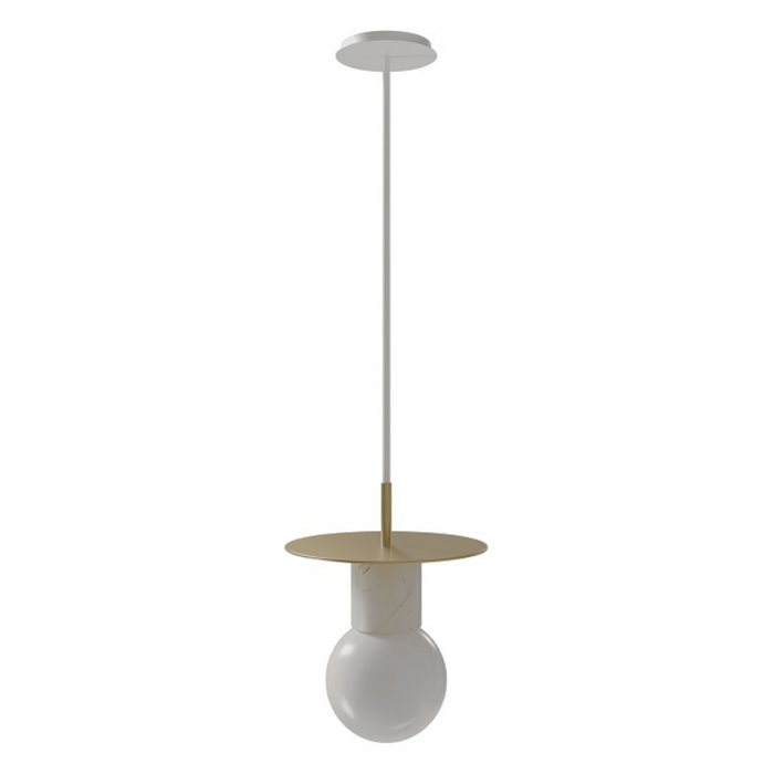 Avenue Lighting HF1951 Newport 1-lt 8" Pendant - Brushed Brass/White