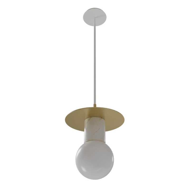 Avenue Lighting HF1951 Newport 1-lt 8" Pendant - Brushed Brass/White