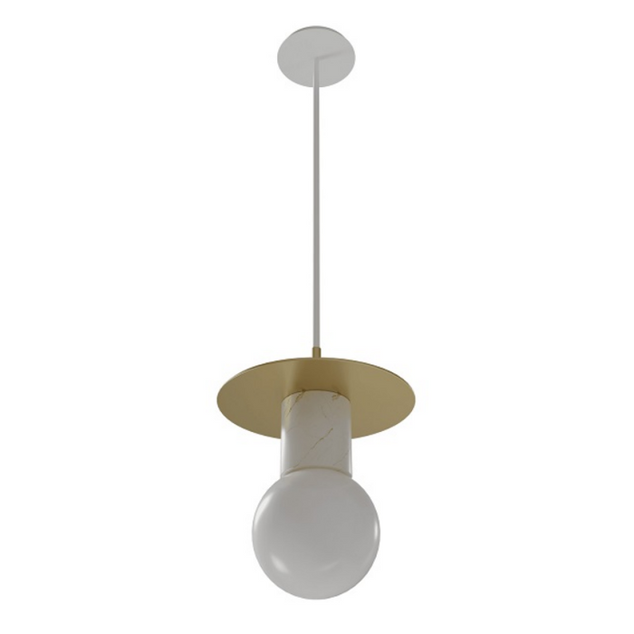 Avenue Lighting HF1951 Newport 1-lt 8" Pendant - Brushed Brass/White