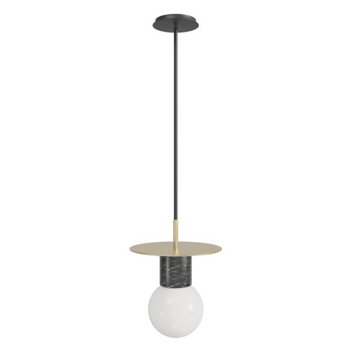Avenue Lighting HF1951 Newport 1-lt 8" Pendant - Brushed Brass/Black