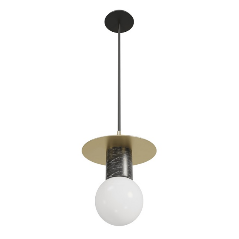 Avenue Lighting HF1951 Newport 1-lt 8" Pendant - Brushed Brass/Black
