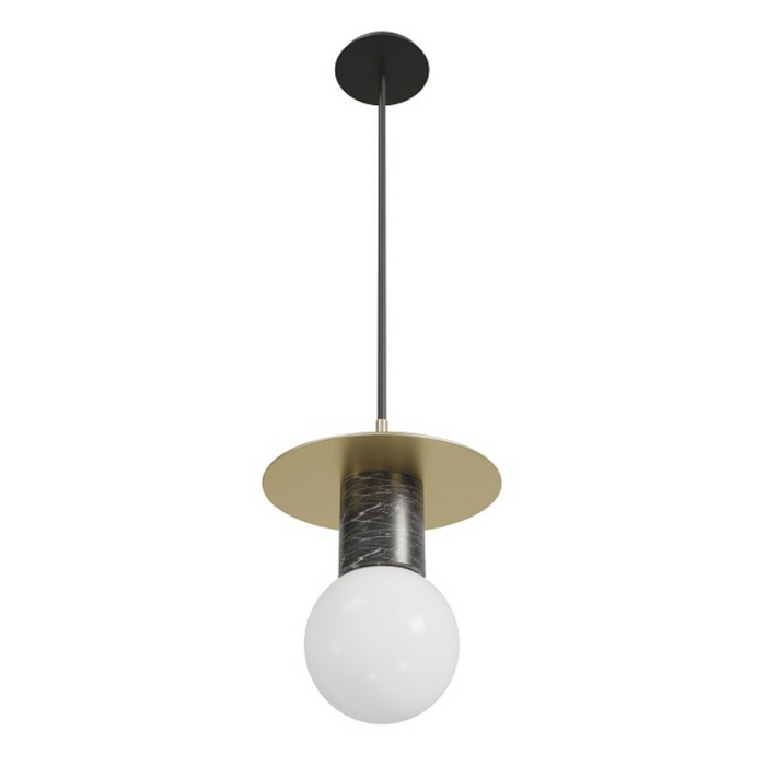 Avenue Lighting HF1951 Newport 1-lt 8" Pendant - Brushed Brass/Black
