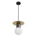 Avenue Lighting HF1951 Newport 1-lt 8" Pendant - Brushed Brass/Black