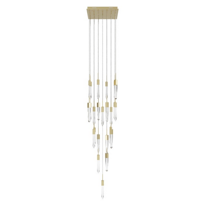 Avenue Lighting HF1904 Aspen 25-lt 28" LED Pendant - Brushed Brass/Clear