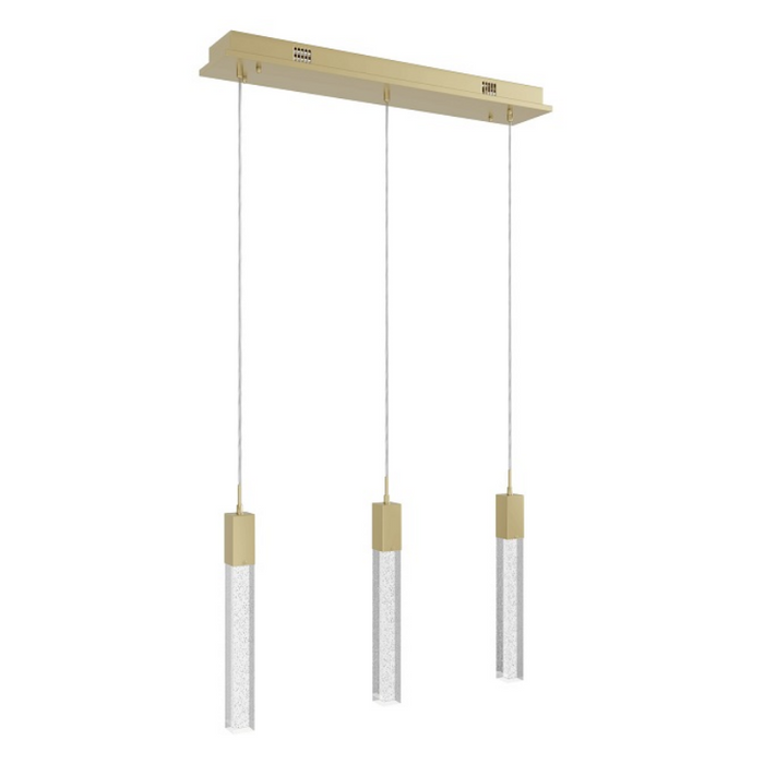 Avenue Lighting HF1900 The Original Glacier 3-lt 37" LED Pendant - Brushed Brass/Bubbled