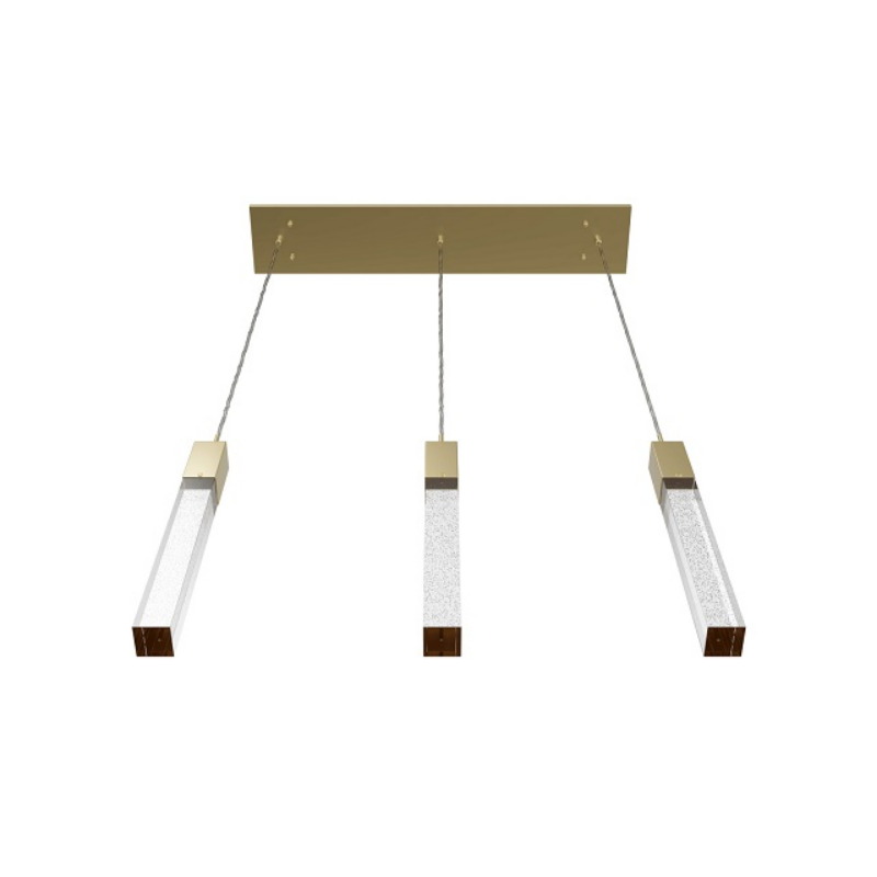 Avenue Lighting HF1900 The Original Glacier 3-lt 37" LED Pendant - Brushed Brass/Bubbled