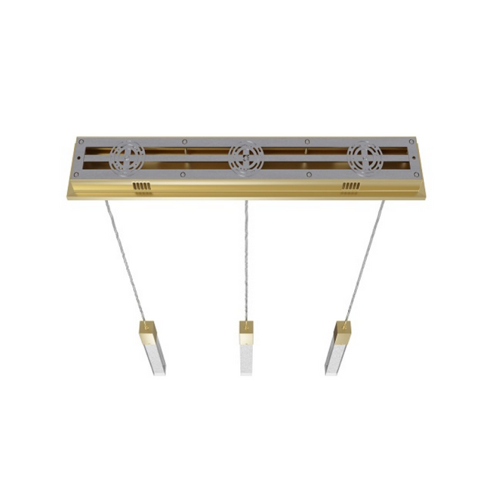 Avenue Lighting HF1900 The Original Glacier 3-lt 37" LED Pendant - Brushed Brass/Bubbled
