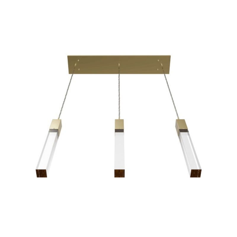 Avenue Lighting HF1900 The Original Glacier 3-lt 37" LED Pendant - Brushed Brass/Clear