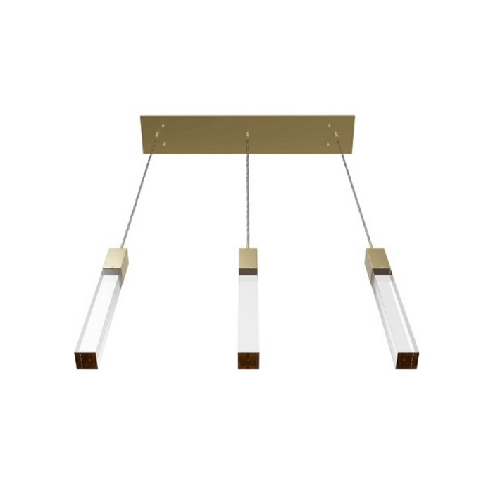Avenue Lighting HF1900 The Original Glacier 3-lt 37" LED Pendant - Brushed Brass/Clear