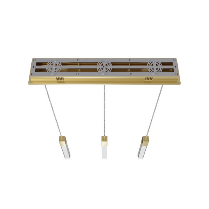 Avenue Lighting HF1900 The Original Glacier 3-lt 37" LED Pendant - Brushed Brass/Clear
