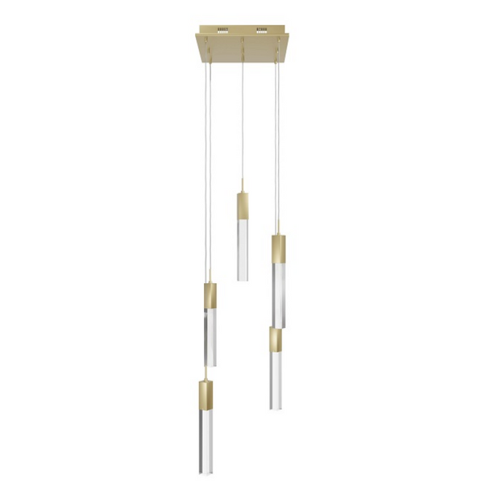 Avenue Lighting HF1900 The Original Glacier 5-lt 12" LED Pendant - Brushed Brass/Clear