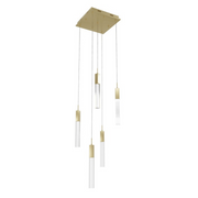 Avenue Lighting HF1900 The Original Glacier 5-lt 12" LED Pendant - Brushed Brass/Clear