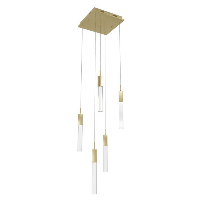 Avenue Lighting HF1900 The Original Glacier 5-lt 12" LED Pendant - Brushed Brass/Clear