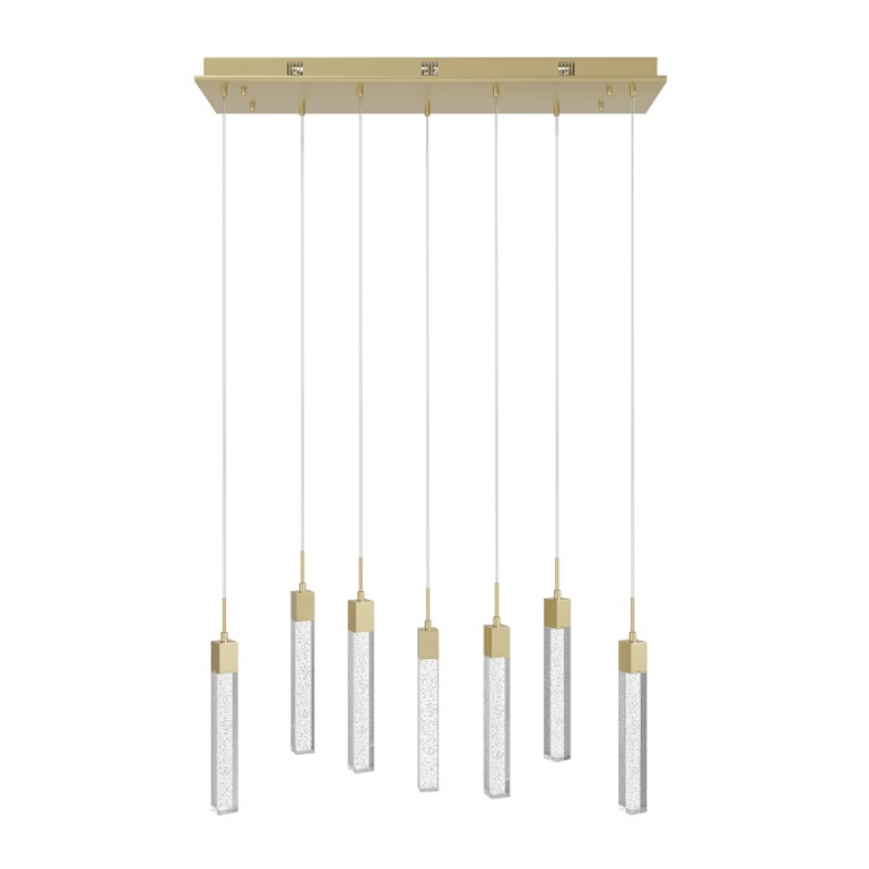 Avenue Lighting HF1900 The Original Glacier 7-lt 47" LED Pendant - Brushed Brass/Bubbled