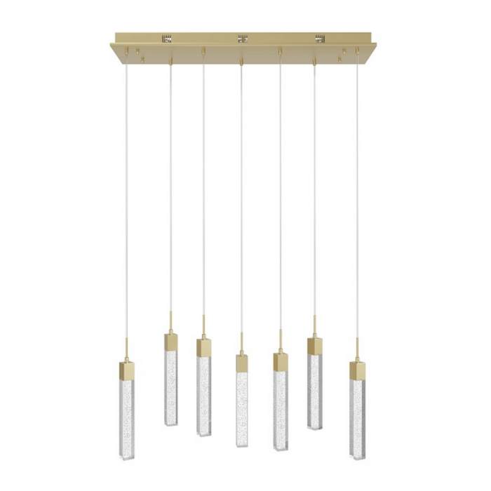 Avenue Lighting HF1900 The Original Glacier 7-lt 47" LED Pendant - Brushed Brass/Bubbled