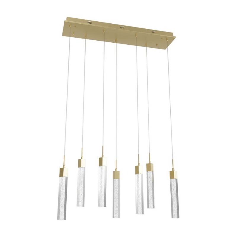 Avenue Lighting HF1900 The Original Glacier 7-lt 47" LED Pendant - Brushed Brass/Bubbled