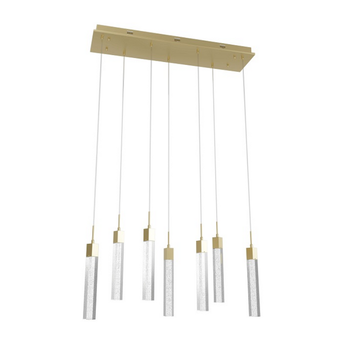 Avenue Lighting HF1900 The Original Glacier 7-lt 47" LED Pendant - Brushed Brass/Bubbled