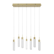 Avenue Lighting HF1900 The Original Glacier 7-lt 47" LED Pendant - Brushed Brass/Clear