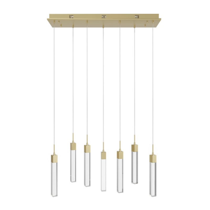 Avenue Lighting HF1900 The Original Glacier 7-lt 47" LED Pendant - Brushed Brass/Clear
