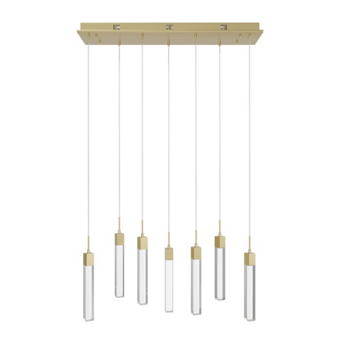Avenue Lighting HF1900 The Original Glacier 7-lt 47" LED Pendant - Brushed Brass/Clear