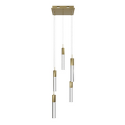 Avenue Lighting HF1900 The Original Glacier 5-lt 12" LED Pendant - Brushed Brass/Snow