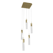 Avenue Lighting HF1900 The Original Glacier 5-lt 12" LED Pendant - Brushed Brass/Snow