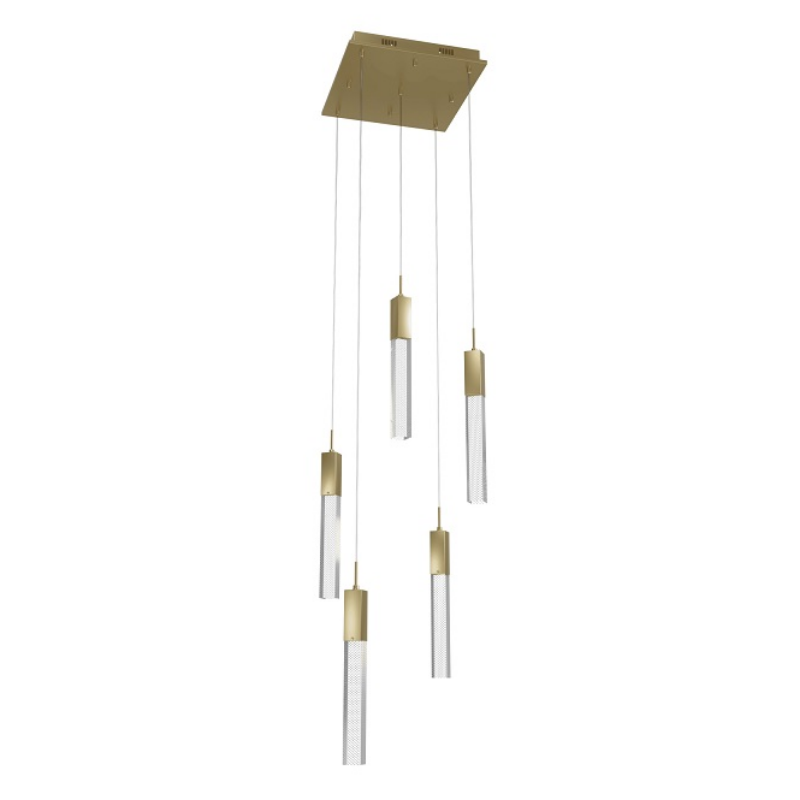 Avenue Lighting HF1900 The Original Glacier 5-lt 12" LED Pendant - Brushed Brass/Snow