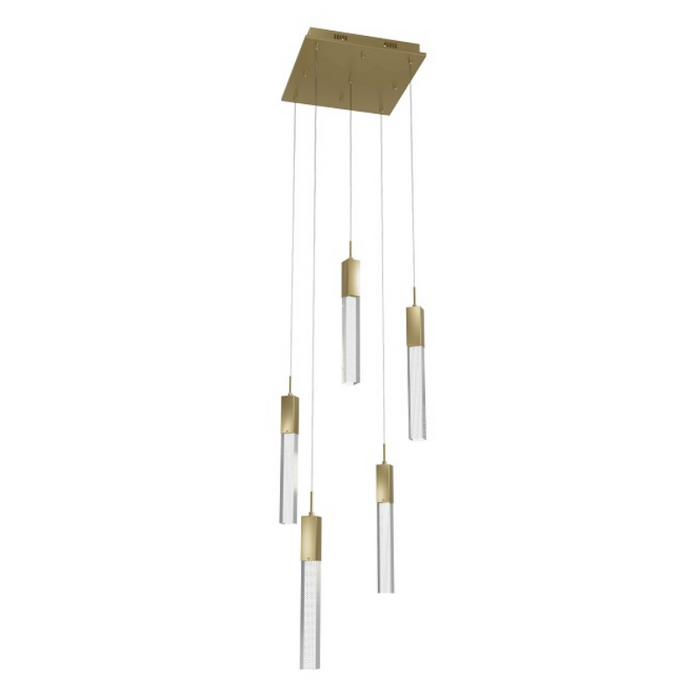 Avenue Lighting HF1900 The Original Glacier 5-lt 12" LED Pendant - Brushed Brass/Snow