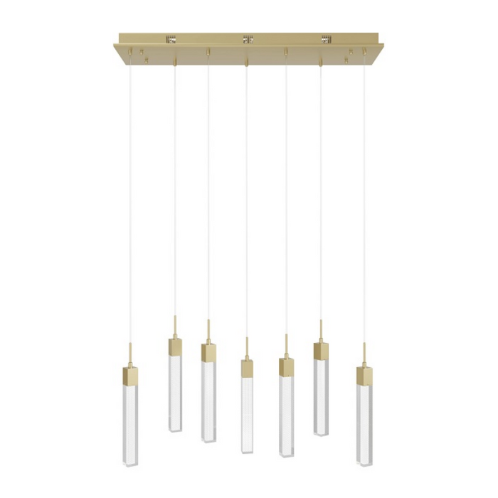 Avenue Lighting HF1900 The Original Glacier 7-lt 47" LED Pendant - Brushed Brass/Snow