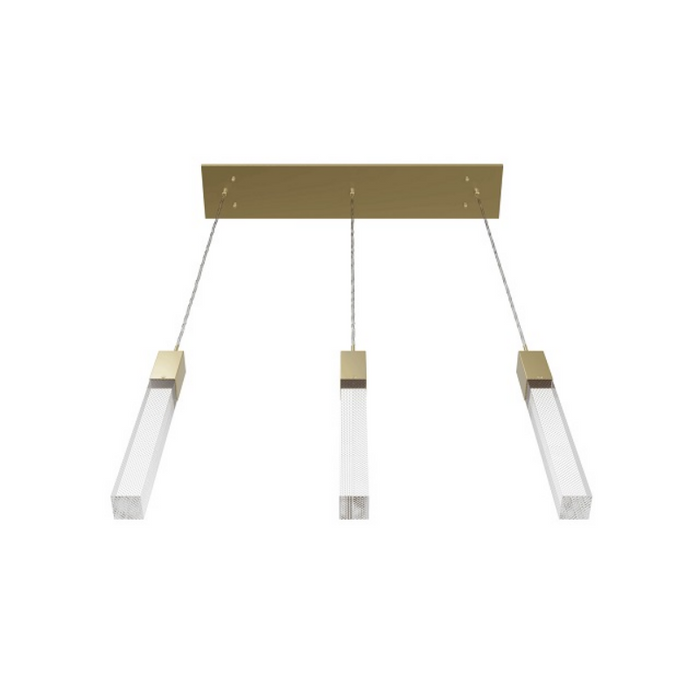 Avenue Lighting HF1900 The Original Glacier 3-lt 37" LED Pendant - Brushed Brass/Snow