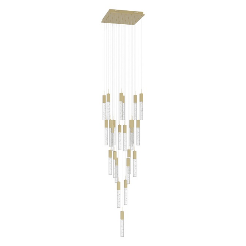 Avenue Lighting HF1904 The Original Glacier 25-lt 28" LED Pendant - Brushed Brass/Bubbled