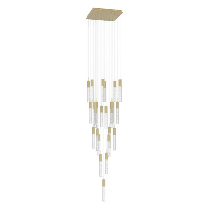 Avenue Lighting HF1904 The Original Glacier 25-lt 28" LED Pendant - Brushed Brass/Bubbled