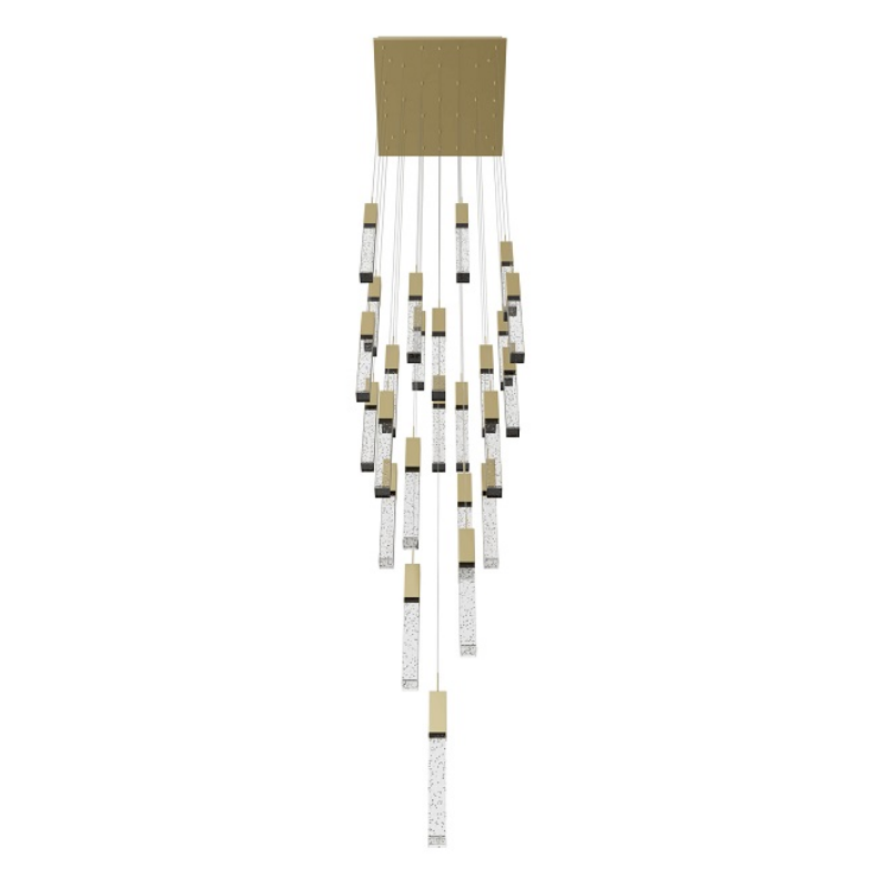 Avenue Lighting HF1904 The Original Glacier 25-lt 28" LED Pendant - Brushed Brass/Bubbled