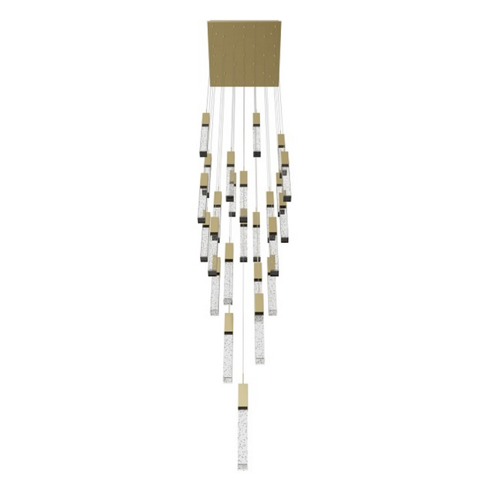 Avenue Lighting HF1904 The Original Glacier 25-lt 28" LED Pendant - Brushed Brass/Bubbled