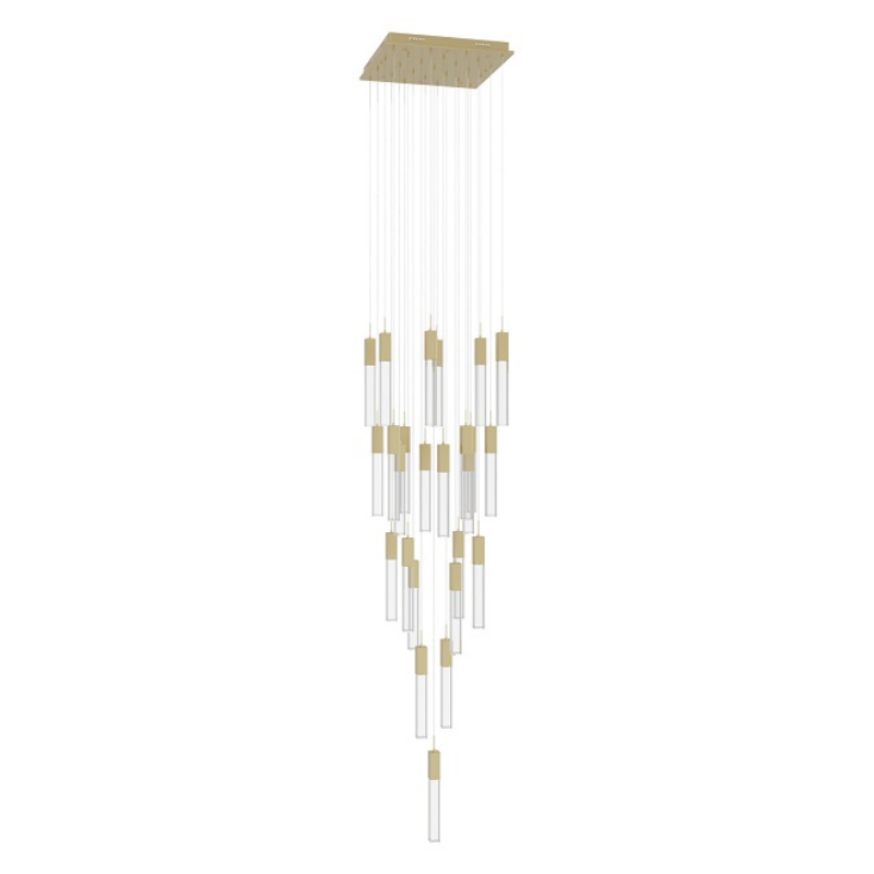 Avenue Lighting HF1904 The Original Glacier 25-lt 28" LED Pendant - Brushed Brass/Clear