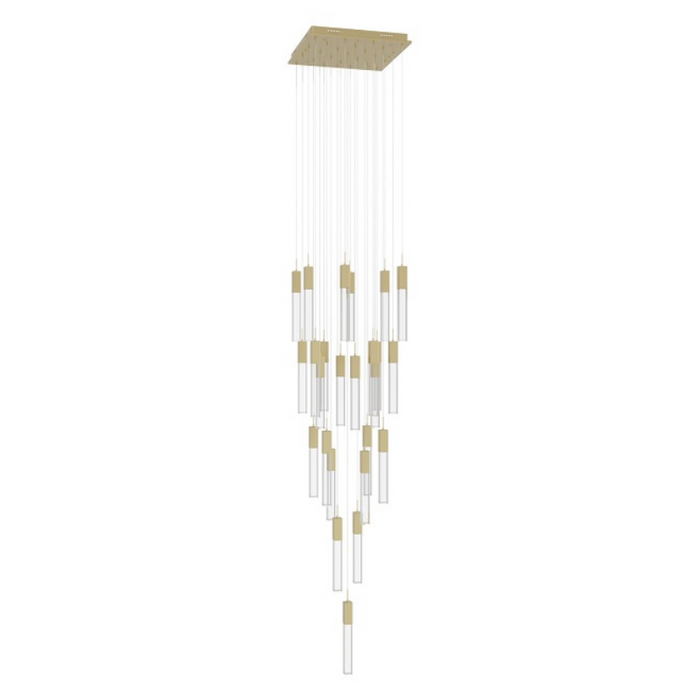 Avenue Lighting HF1904 The Original Glacier 25-lt 28" LED Pendant - Brushed Brass/Clear