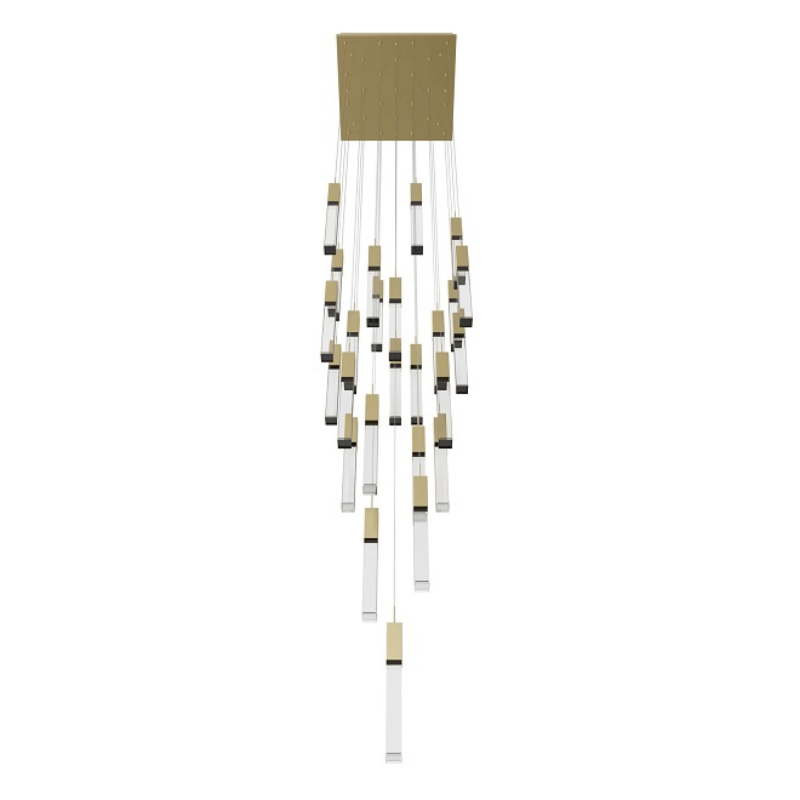 Avenue Lighting HF1904 The Original Glacier 25-lt 28" LED Pendant - Brushed Brass/Clear