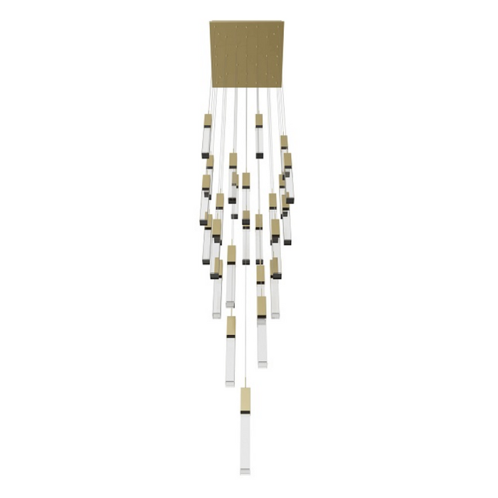 Avenue Lighting HF1904 The Original Glacier 25-lt 28" LED Pendant - Brushed Brass/Clear