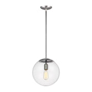 Visual Comfort 6701801 Leo Hanging Globe 1-lt 12" Pendant - Satin Aluminum