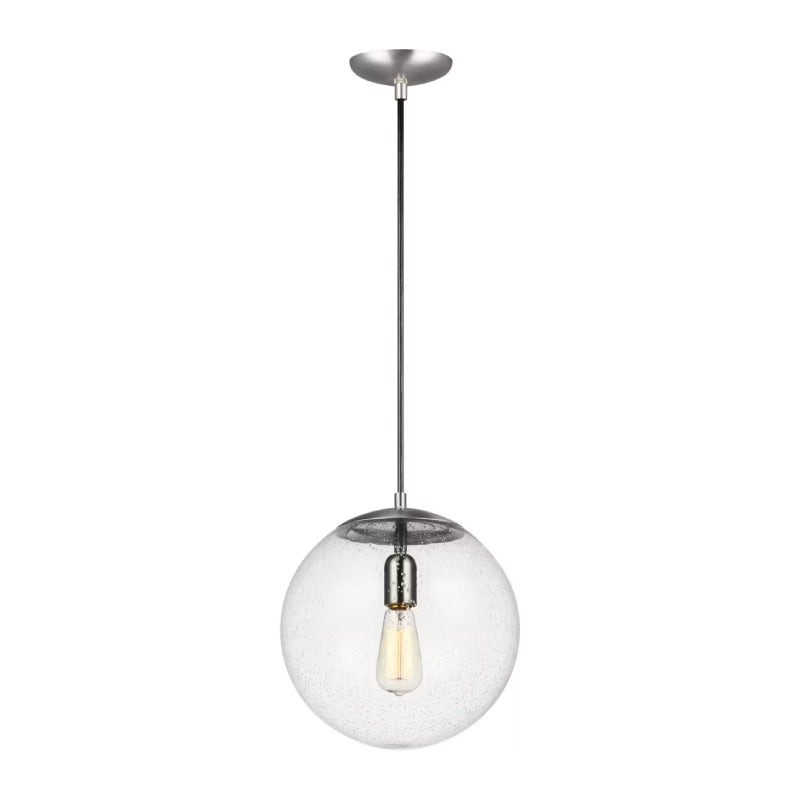 Visual Comfort 6701801 Leo Hanging Globe 1-lt 12" Pendant - Satin Aluminum