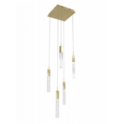 Avenue Lighting HF1900 The Original Glacier 5-lt 12" LED Pendant - Brushed Brass/Bubbled