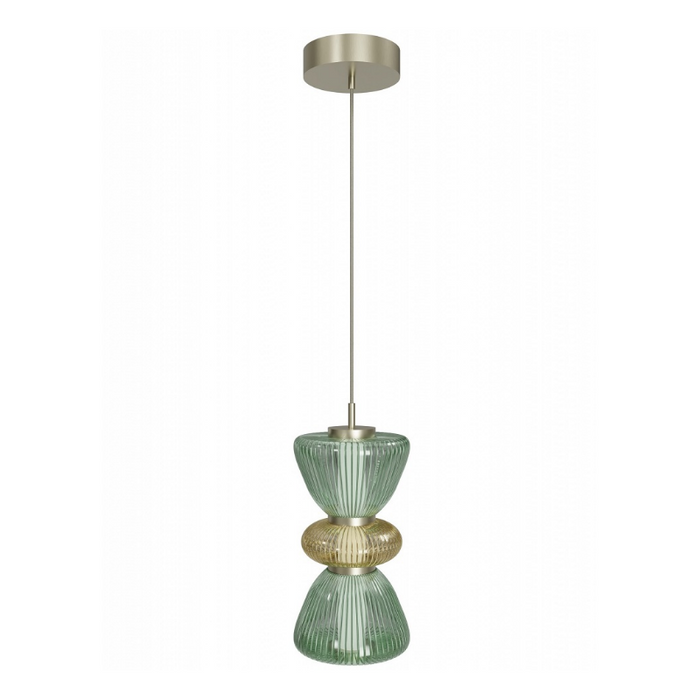 Avenue Lighting HF8970 Rosewood 2-lt 9" LED Pendant - Aged Brass/Green
