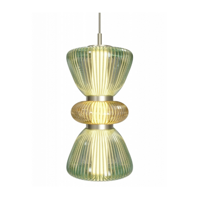 Avenue Lighting HF8970 Rosewood 2-lt 9" LED Pendant - Aged Brass/Green
