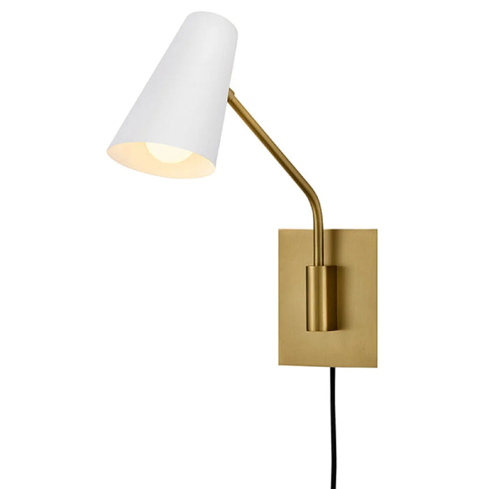 Hinkley 48310 Bray 1-lt 17" Tall LED Swing Arm Wall Sconce - Lacquered Brass/Chalk White